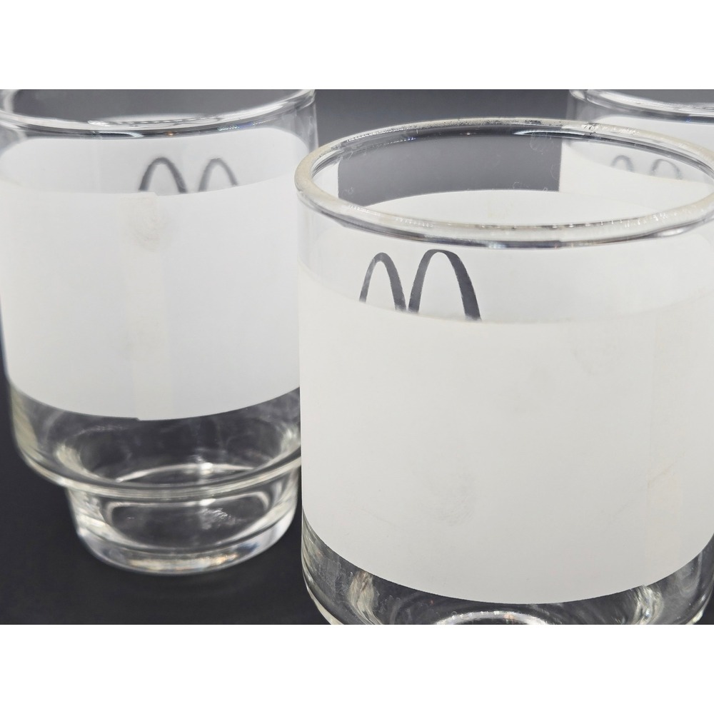 Vintage McDonalds Orange Juice Tumblers Frosted Glass Set of 4 Golden Arches - Picture 5 of 6